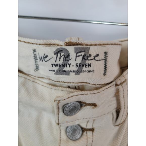 We The Free Straight Leg Jeans with Cream and Pink Accents - Picture 9 of 10